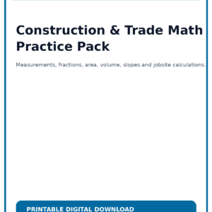 Construction & Trade Math Practice Pack