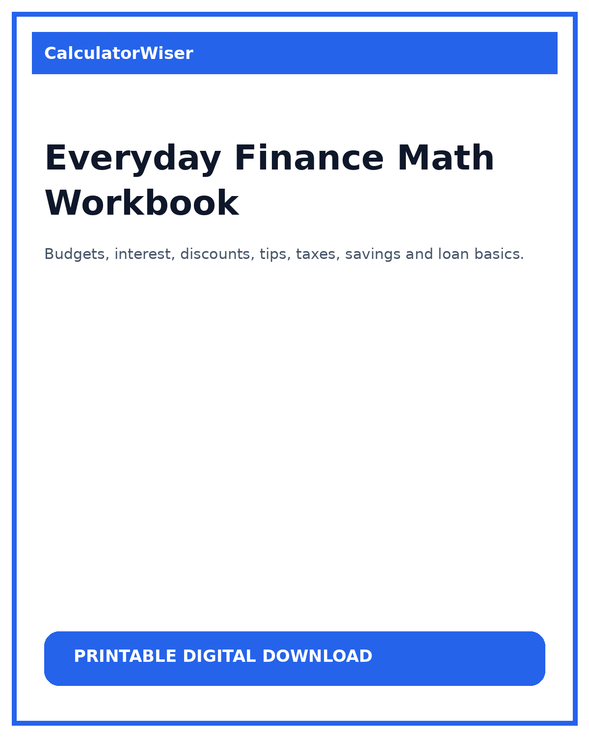Everyday Finance Math Workbook