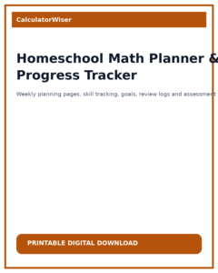 Homeschool Math Planner & Progress Tracker