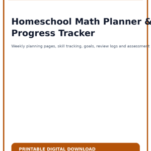 Homeschool Math Planner & Progress Tracker