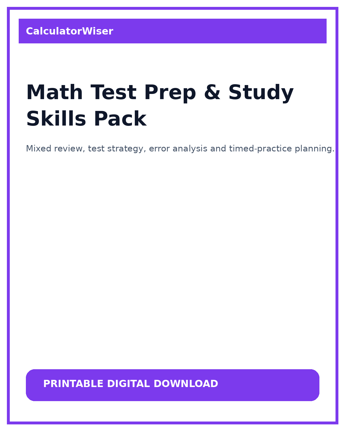 Math Test Prep & Study Skills Pack