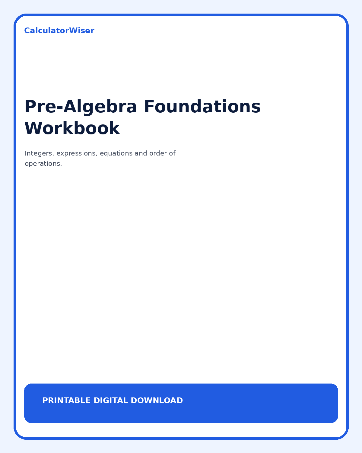 Pre-Algebra Foundations Workbook